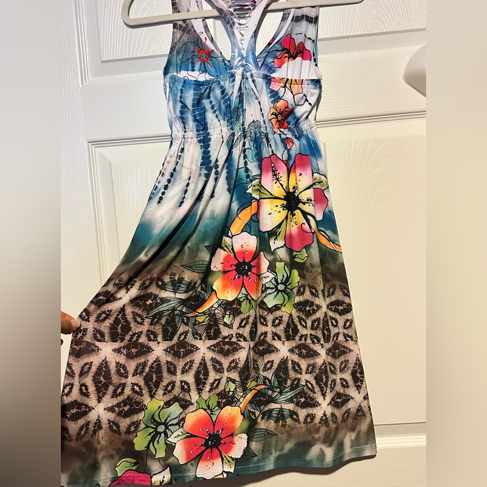 Spy Zone Exchange XS Blue floral beach tank Floral Sleeveless Dress Multicolor - Picture 5 of 8